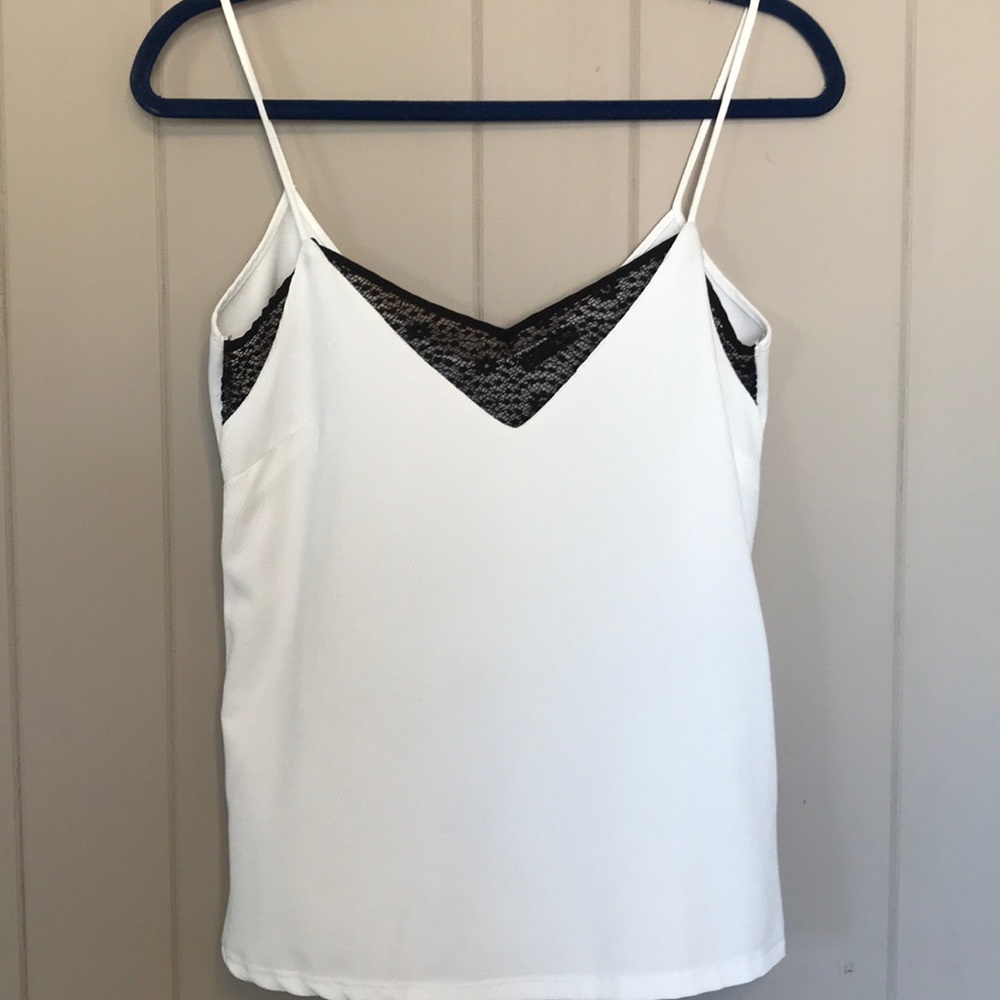 White Zara tank with black lace